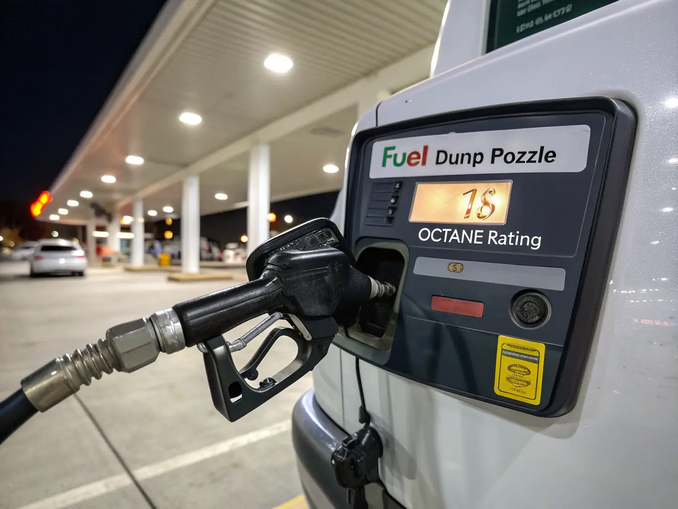 A fuel nozzle filling a tank with EN590 diesel, emphasizing its clean and efficient combustion.