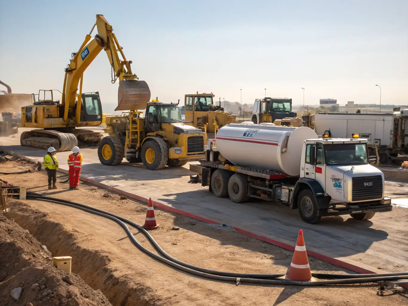 Heavy machinery using B7 Bio-Enhanced Diesel, showcasing its suitability for industrial applications.